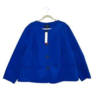 Talbots Double Faced Plush Wool Jacket NWT Women's Sz 24W Electric Blue Cozy Y2K